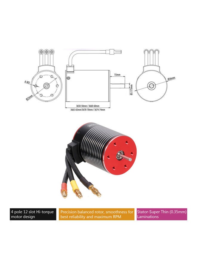 4500KV Brushless Motor For 1/8 1/10 RC Off-Road Crawler Car 9x4x4cm - Image 4