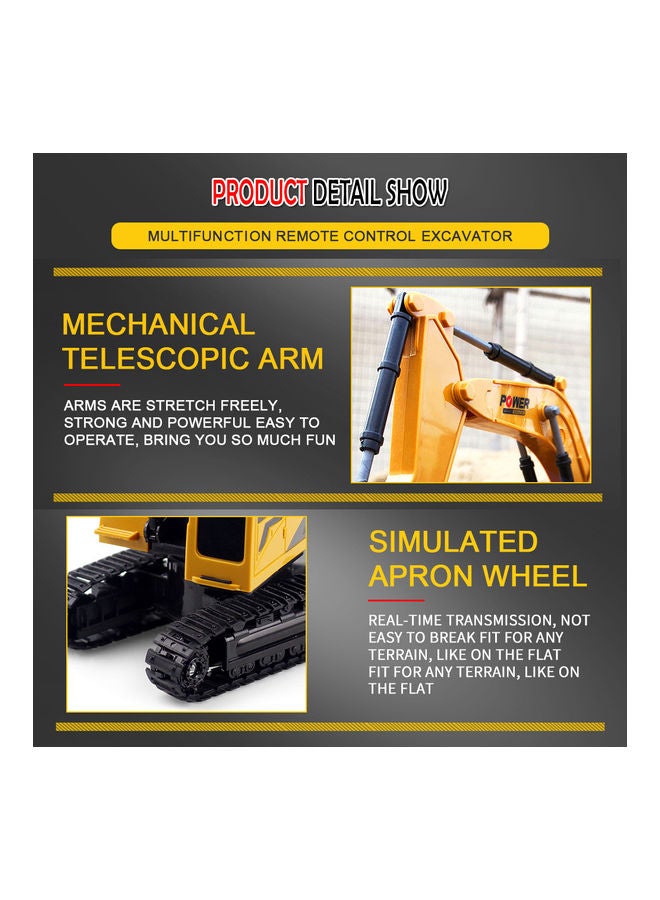 1/24 RC Excavator Construction Tractor Toy With Lights & Sounds 28x12x15cm - Image 5