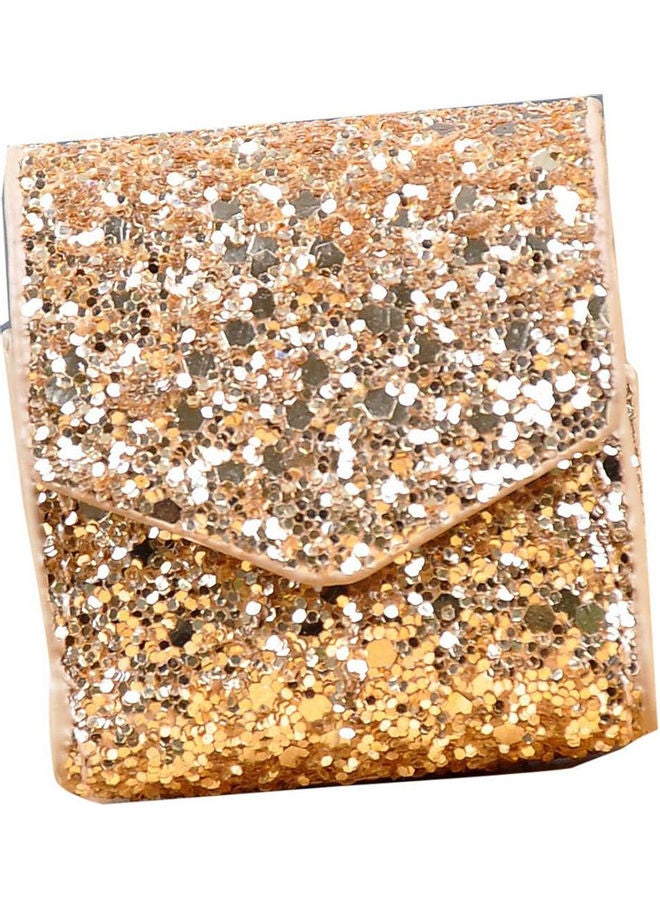 Generic - Leather Cover With Anti-lost Keychain Glitter Sparkle Sleeve Skins Case For Apple AirPods Wireless Earphone Gold - Image 1