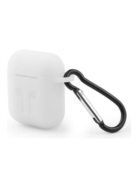 غطاء حماية مرن من السيليكون لسماعة أبل آيربودز أبيض