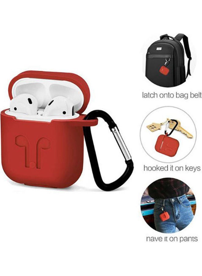 Generic Soft Silicone Cover Protector With Dust Plug Anti-Lost Strap For Apple AirPods  Accessories Red  - Image 3