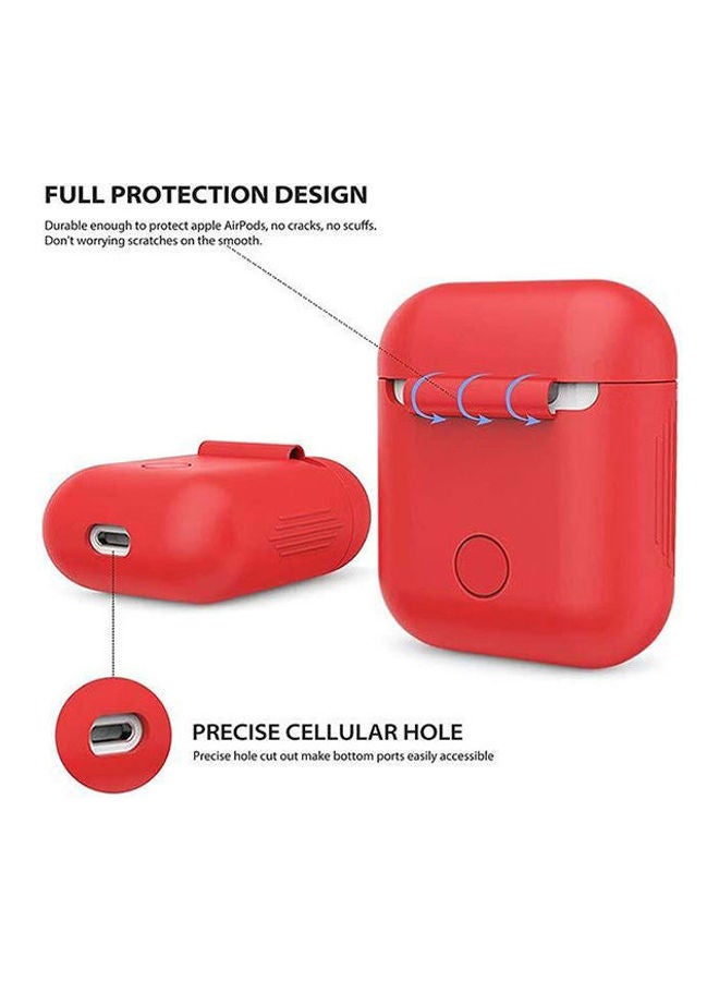 Protective Charging Case Silicone Case For Apple AirPods Red  - Image 4
