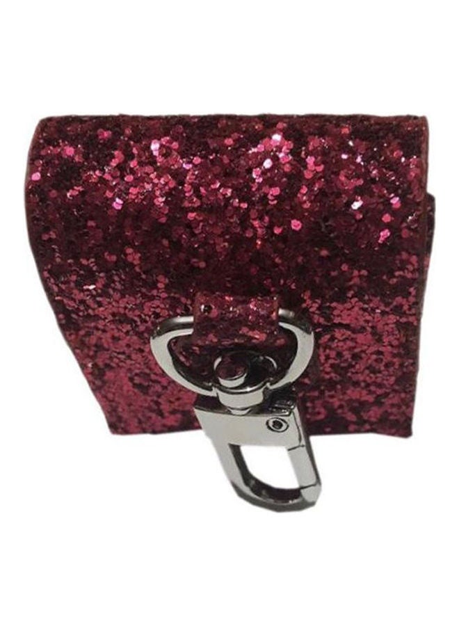 Generic - Leather Cover With Anti-lost Keychain Glitter Sparkle Leather Sleeve Skins Case For Apple AirPods Wireless Earphone Red - Image 1