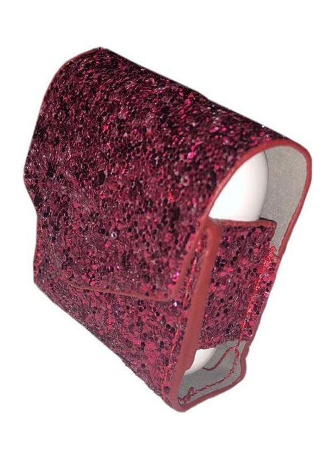 Generic - Leather Cover With Anti-lost Keychain Glitter Sparkle Leather Sleeve Skins Case For Apple AirPods Wireless Earphone Red - Image 1