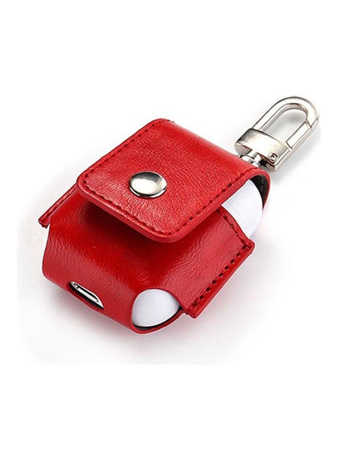 Leather Pouch Case Cover For AirPods Red  - Image 2