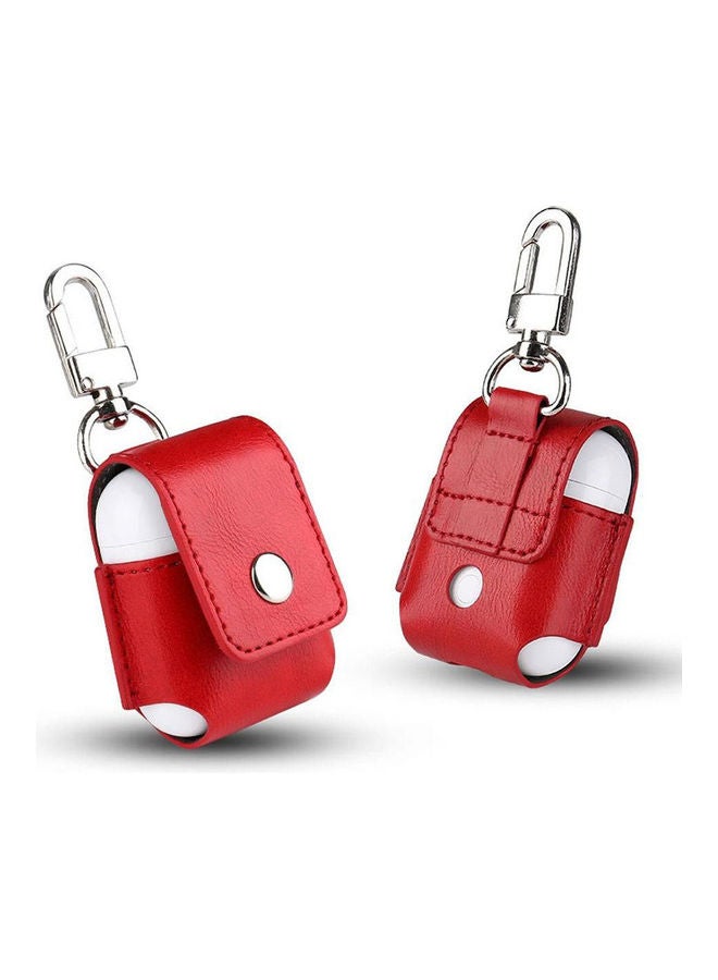 Protective Leather Case Cover For Apple AirPods Red  - Image 1