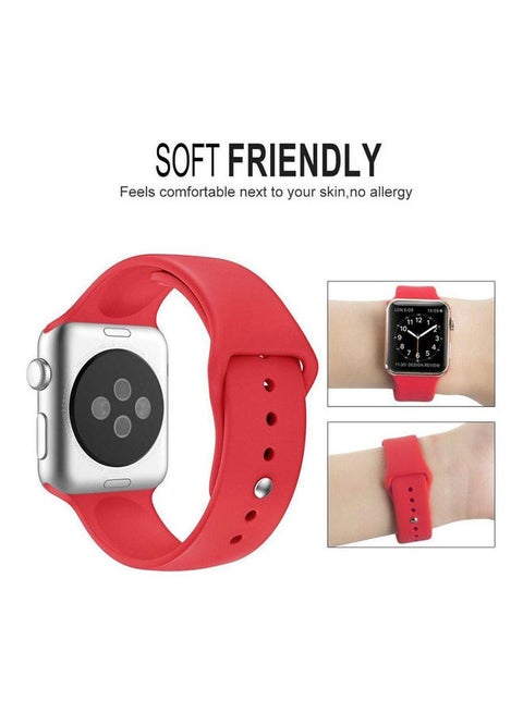 Sport Band For Apple Watch 38Mm, Soft Silicone Sport Strap Replacement Bands For Iwatch Apple Watch Series 3, Series 2, Series 1-Red Red