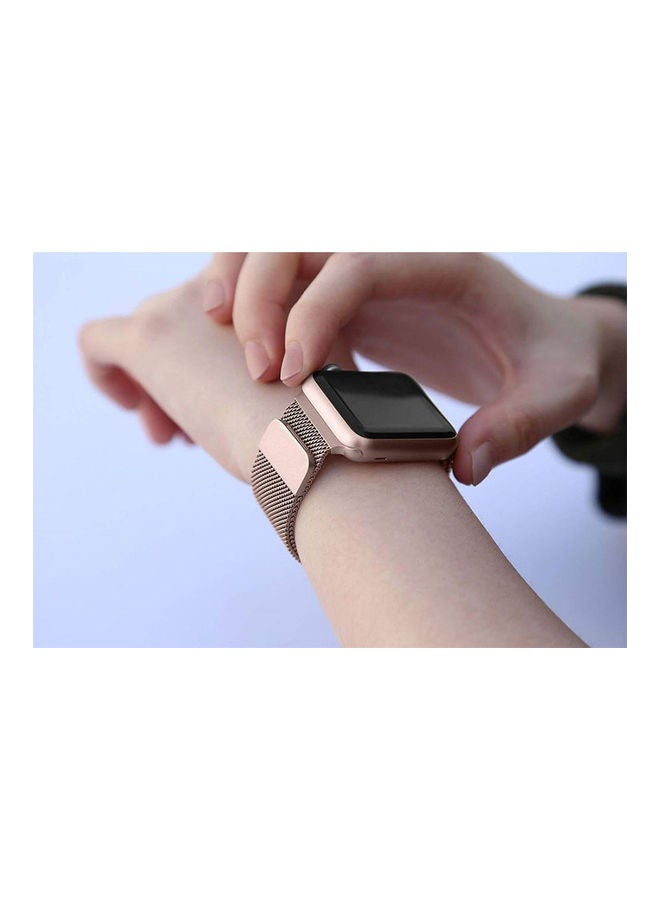 Generic - Band For Smart Watch 38, 40Mm, Stainless Steel Milanese Loop With Adjustable Magnetic Closure Clasp For Series 4 Series 3 Series 2 Series 1 Rose Pink - Image 1