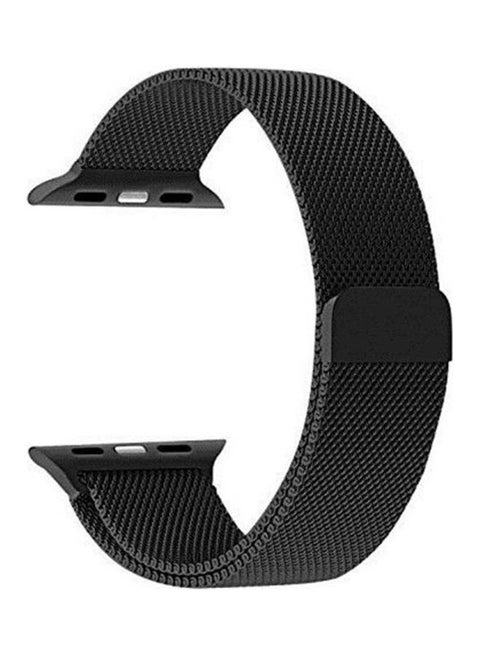 Band For Smart Watch 42, 44Mm, Stainless Steel Milanese Loop With Adjustable Magnetic Closure Clasp For Series 4 Series 3 Series 2 Series 1 Black