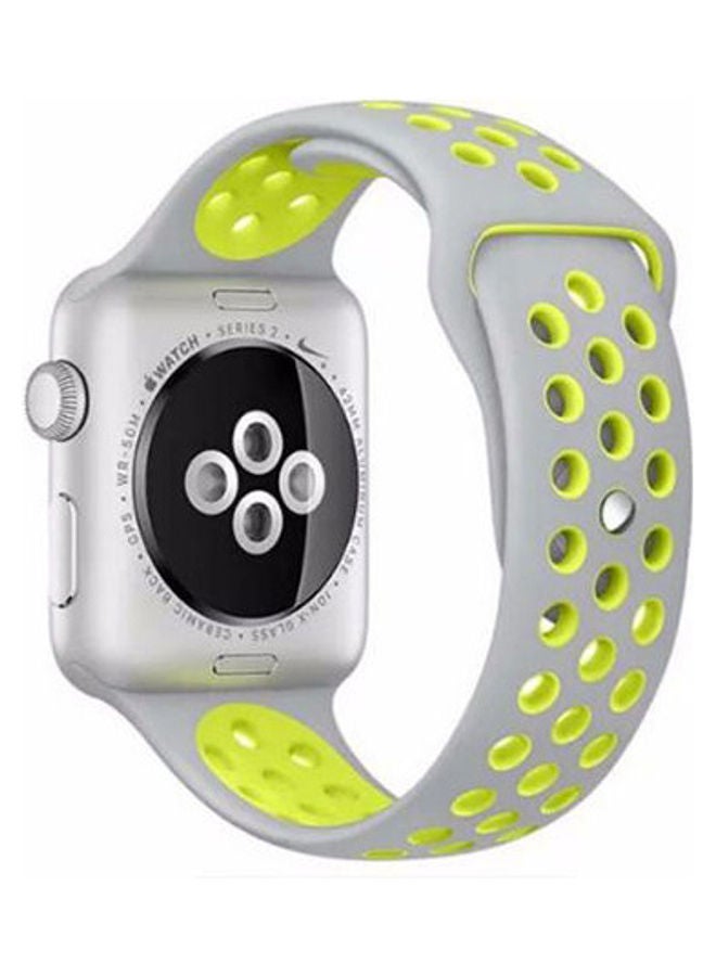 Generic - Sport Silicone Strap For Nike Apple Watch Band White/Lemon - Image 1