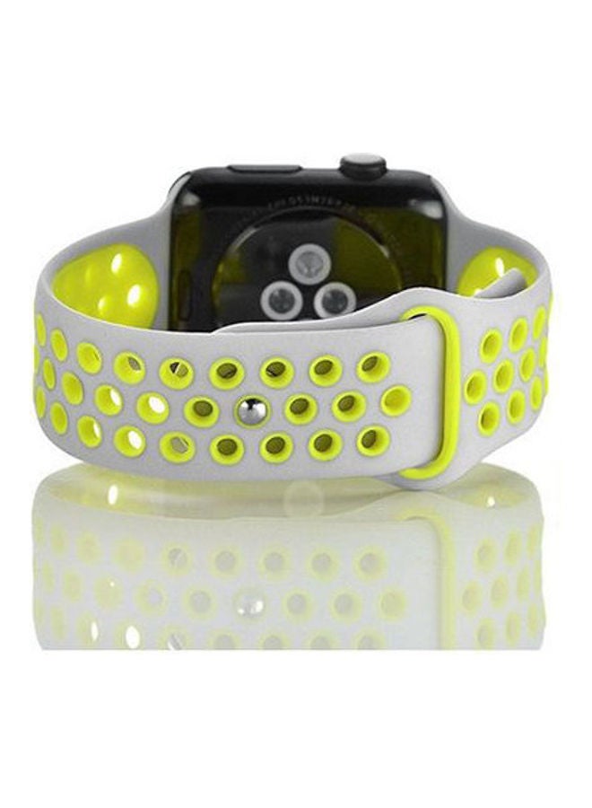 Generic - Sport Silicone Strap For Nike Apple Watch Band White/Lemon - Image 1