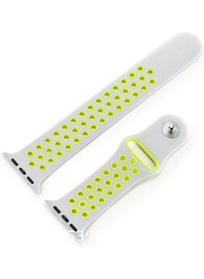 Generic - Sport Silicone Strap For Nike Apple Watch Band White/Lemon - Image 1