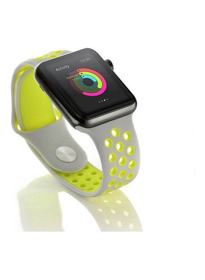 Generic - Sport Silicone Strap For Nike Apple Watch Band White/Lemon - Image 1