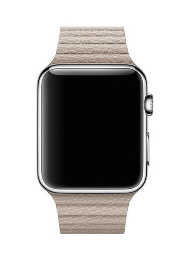 Leather Loop Band For Apple Smart Watch With Magnet Beige  - Image 1