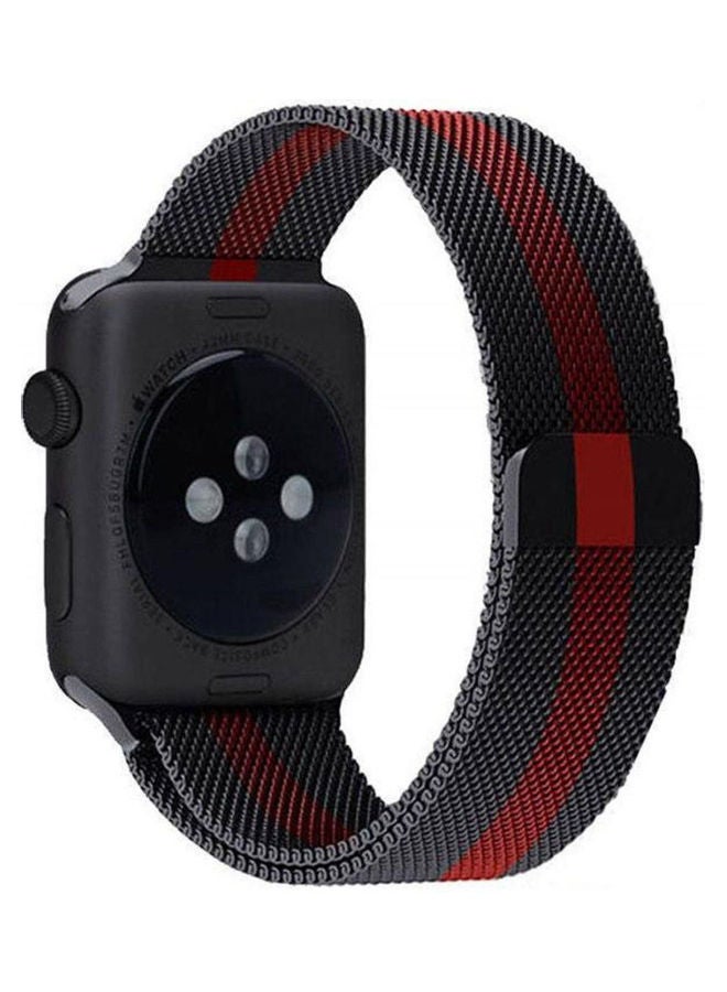 Generic - Band For Smart Watch 38. 40Mm, Stainless Steel Milanese Loop With Adjustable Magnetic Closure Clasp For Series 4 Series 3 Series 2 Series 1 Black / Red - Image 1