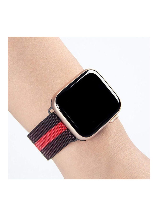 Generic - Band For Smart Watch 38. 40Mm, Stainless Steel Milanese Loop With Adjustable Magnetic Closure Clasp For Series 4 Series 3 Series 2 Series 1 Black / Red - Image 1