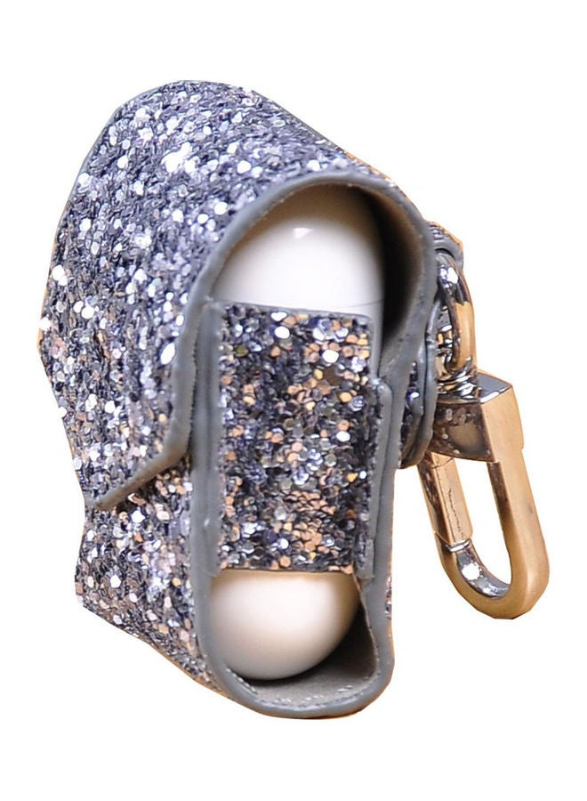 Generic - Leather Cover With Anti-lost Keychain Glitter Sparkle Sleeve Skins Case For Apple AirPods Wireless Earphone Grey - Image 1