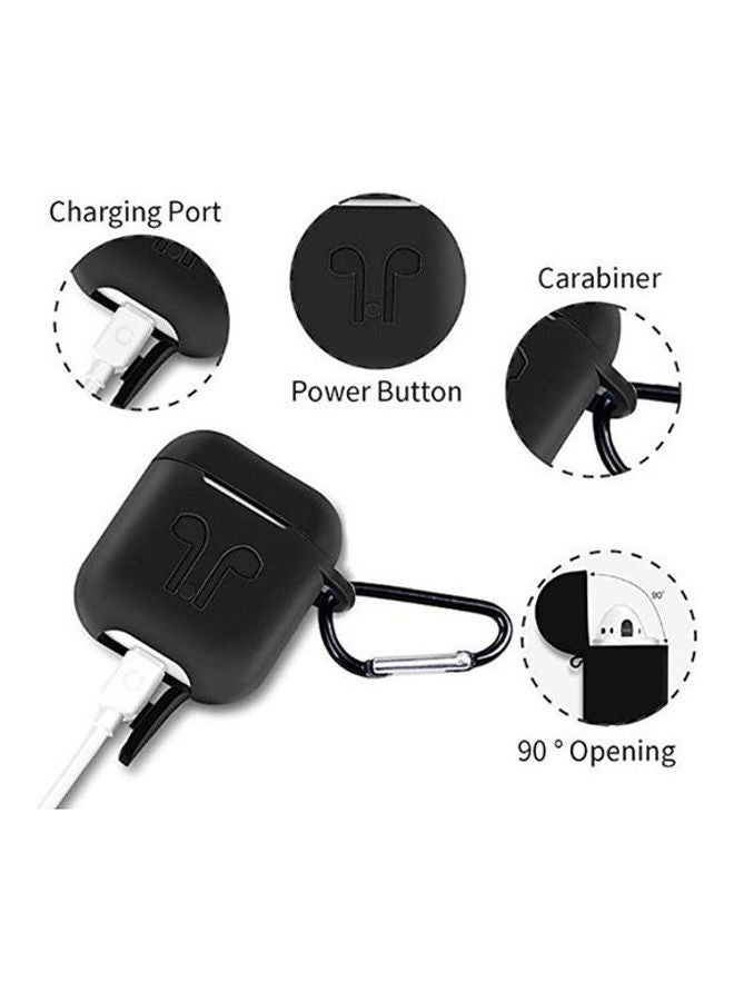 Generic - Bluetooth Silicone Case Cover Anti-Shock Protector With Portable Hook For Apple AirPods Black - Image 1