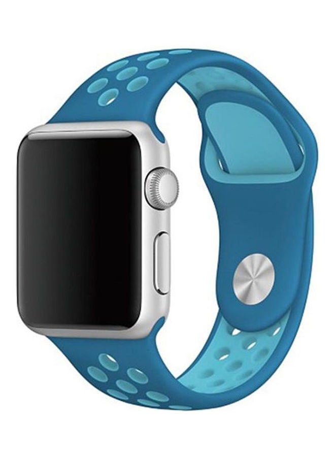 Silicone Replacement Wrist Bracelet Sport Band Strap For Apple Watch Blue Orbit And Gamma Blue
