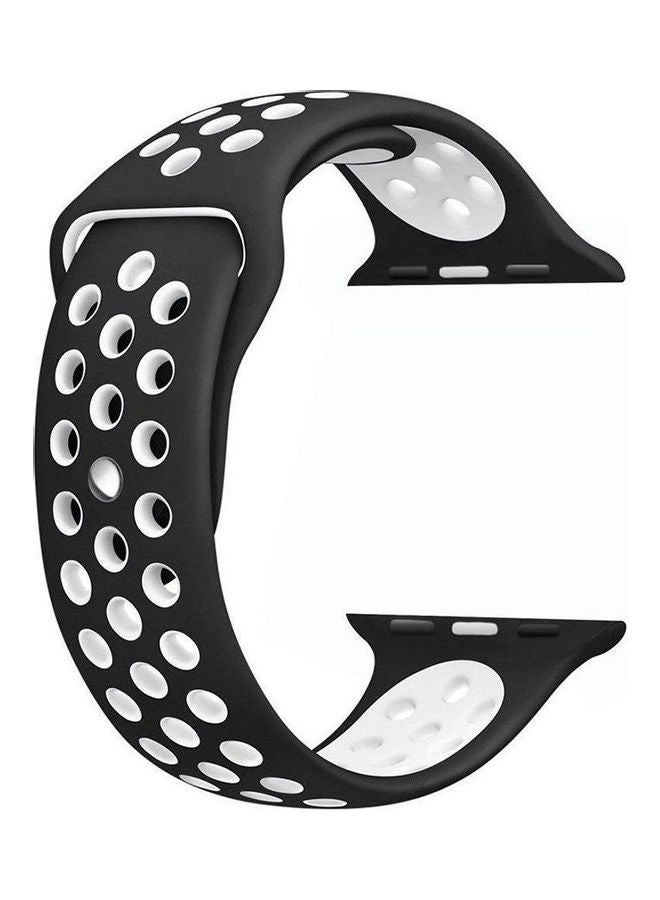 Generic - Soft Silicone Sport Strap For Apple Watch Black/ White - Image 1