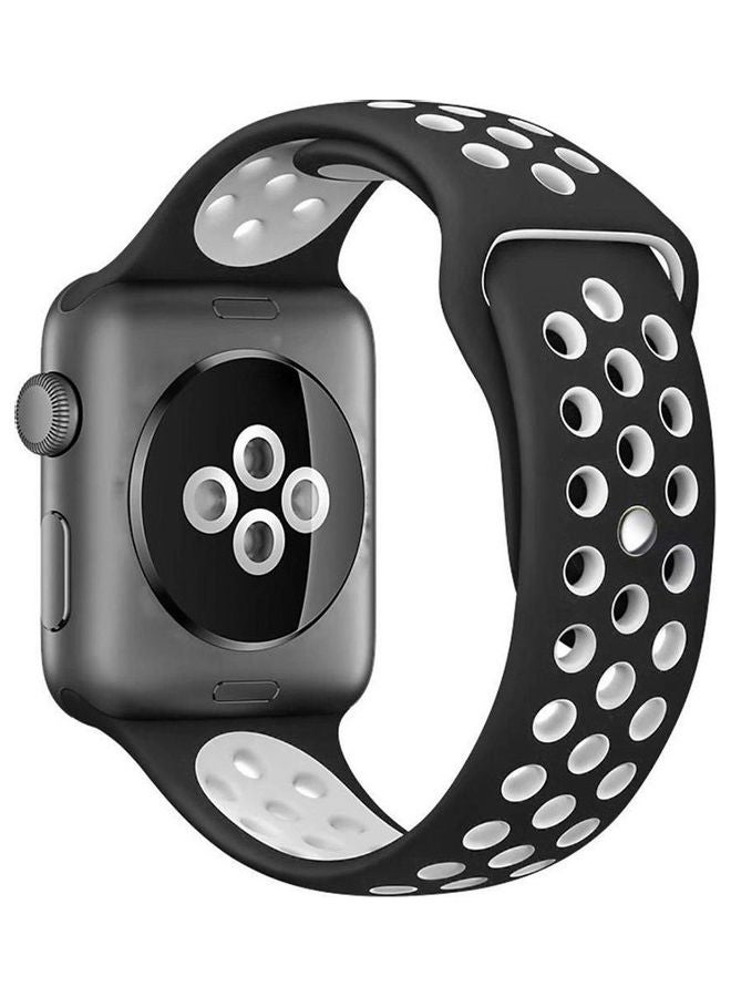 Generic - Soft Silicone Sport Strap For Apple Watch Black/ White - Image 1