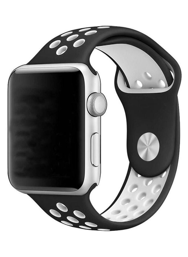 Generic - Soft Silicone Sport Strap For Apple Watch Black/ White - Image 1