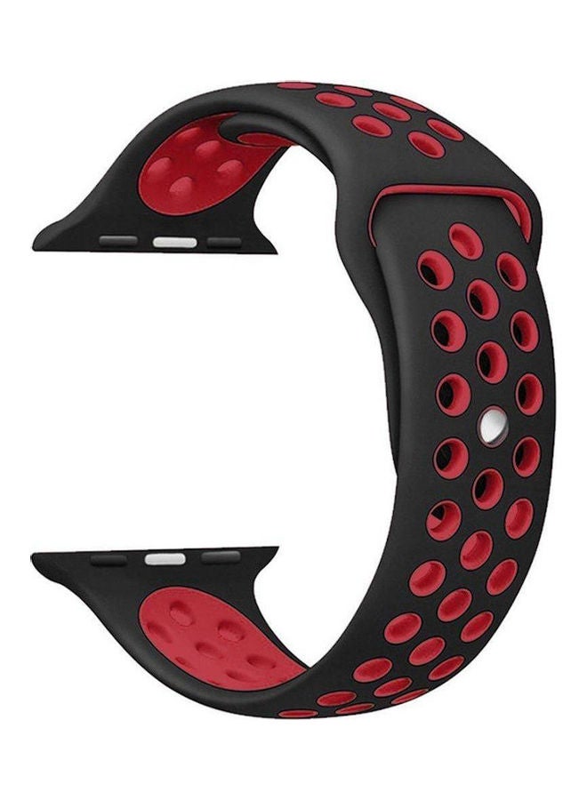 Sport Silicone Watchband Breathable Hole Replacement Strap For Apple Watch 38Mm Black/Red - Image 1