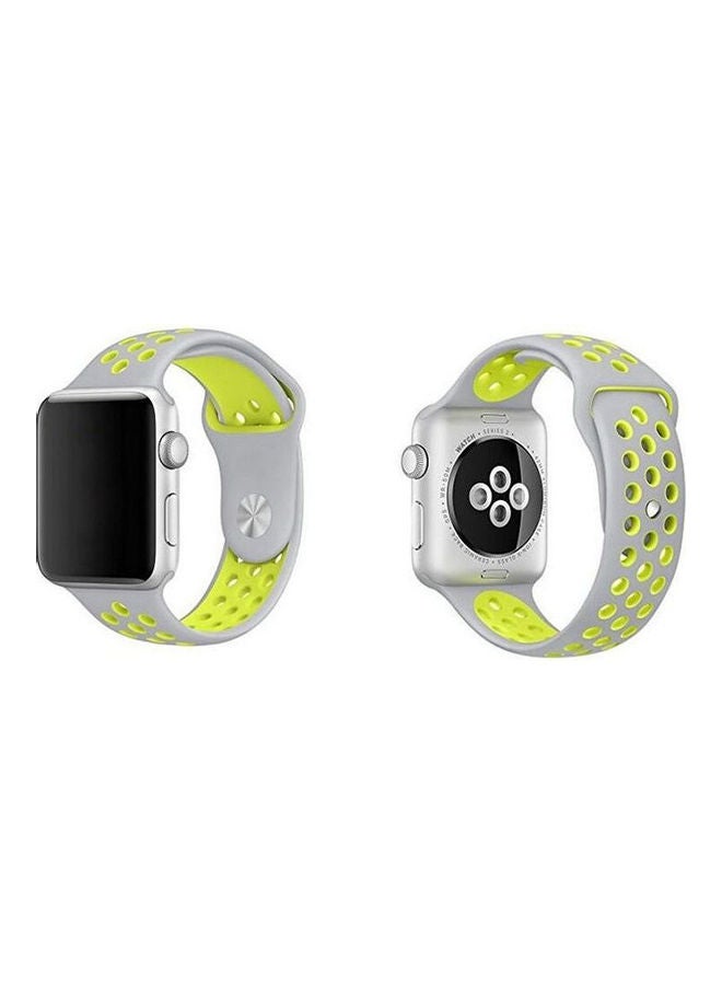Generic - Sport Edition Nike Rubber Strap For Apple Watch Band Silicone Wristband White / Lemon - Image 1