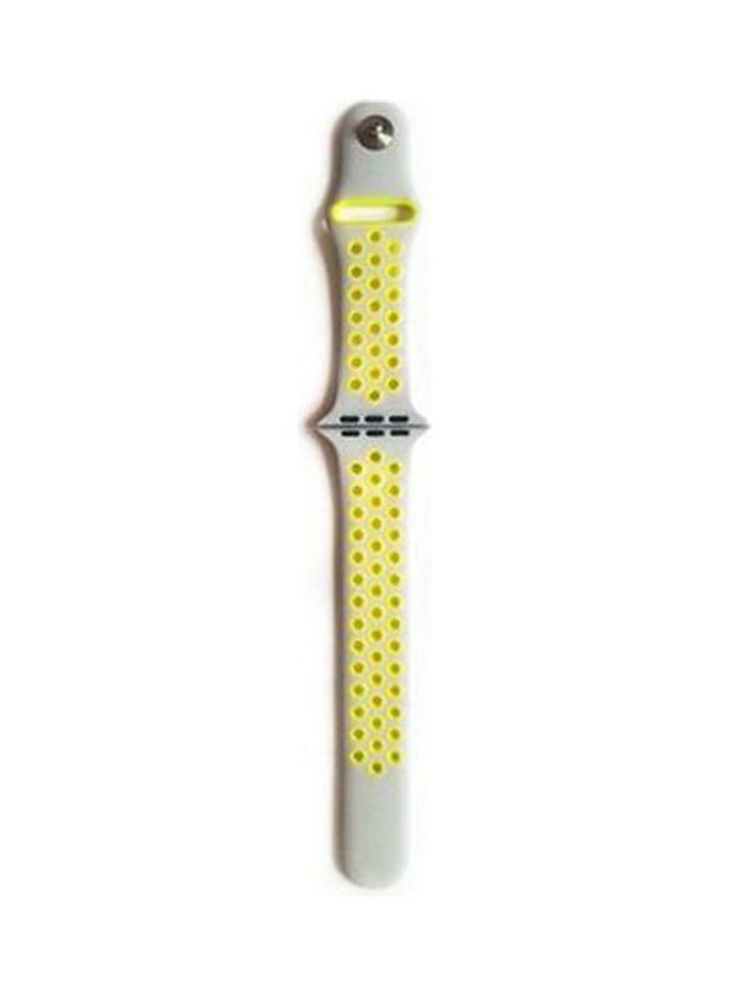 Generic - Sport Edition Nike Rubber Strap For Apple Watch Band Silicone Wristband White / Lemon - Image 1
