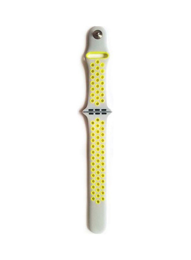 Breathable With Holes Sport Silicone Band For Apple Watch Bracelet Strap Silver/Yellow - Image 4