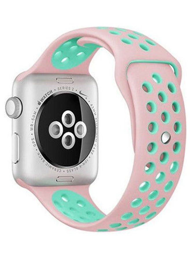 Generic - Nike Sport Silicone Strap For Apple Watch Band Bracelet Pink / Green - Image 1