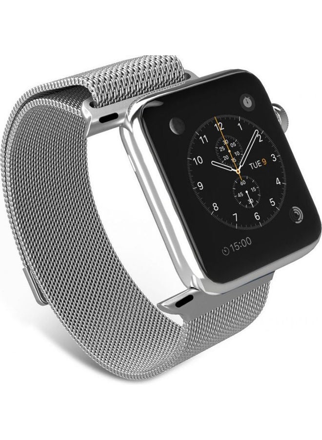 Milanese Loop Stainless Steel Bracelet Strap Band With Magnet For Apple Smart Watch Silver