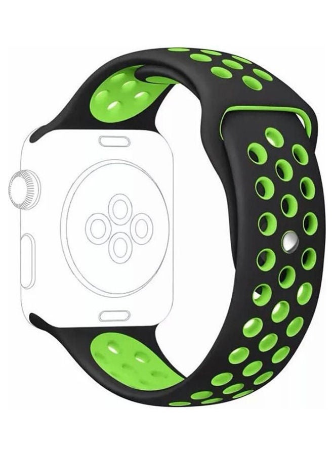 Generic - Smart Band Compatible With Apple Watch Black / Green - Image 1