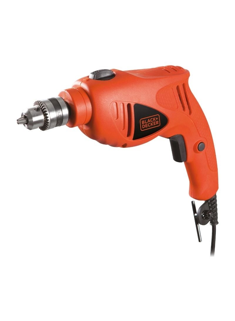 BLACK+DECKER - 480W 10mm Single Speed Hammer Drill for Wood, Steel & Masonry Drilling, Orange/Black - HD4810-B5, 2 Years Warranty Orange - Image 1