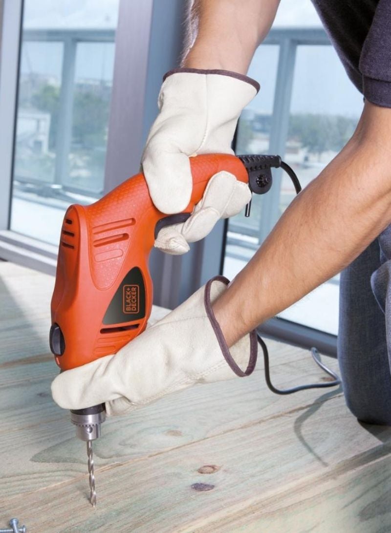 BLACK+DECKER - 480W 10mm Single Speed Hammer Drill for Wood, Steel & Masonry Drilling, Orange/Black - HD4810-B5, 2 Years Warranty Orange - Image 1