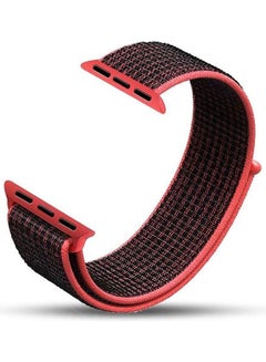 Nylon Bracelet Compatible With Apple Watch 38 Mm 40 Mm Version 1, 2, 3, 4 BlackRed