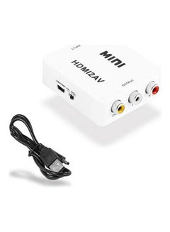 صندوق محول فيديو HD صغير يحول من HDMI إلى منفذ صوت وصورة لنقل الفيديو المركب وفيديو لايت روم بدقة 1080 نقطة أبيض