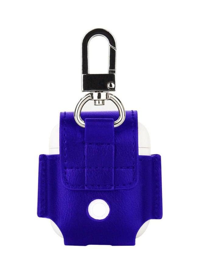 Mosiso AirPods Case, Portable Premium PU Leather Flip Cover with Metal Closure Buckle Case Anti-lost Protective Bag Pouch for AirPods with Charging Case, Blue Blue - Image 2