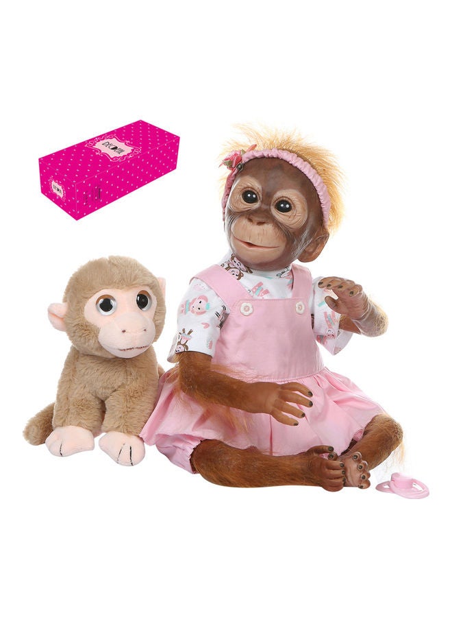 Generic - Reborn Lifelike Baby Monkey Doll with Dress 43x15x24cm - Image 1