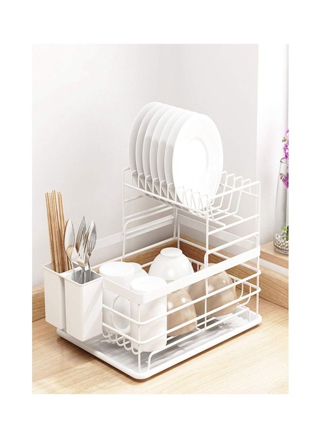 Dish Drying Stand Storage Rack White 12.6x16.9x10.6inch - Image 1