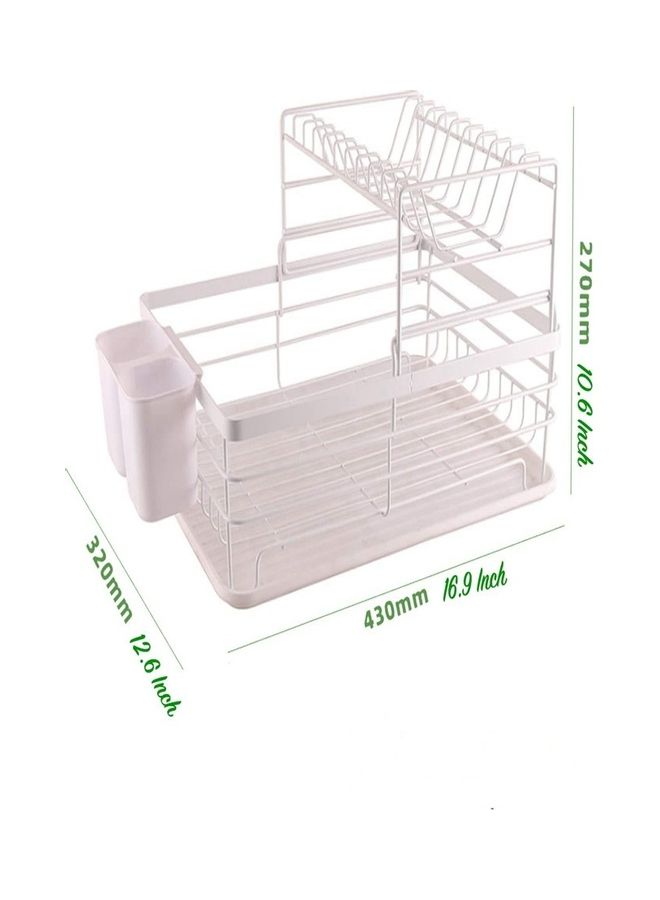 Dish Drying Stand Storage Rack White 12.6x16.9x10.6inch - Image 2