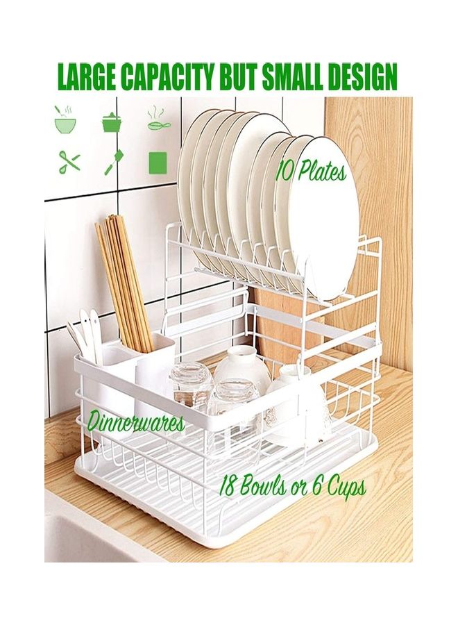 Dish Drying Stand Storage Rack White 12.6x16.9x10.6inch - Image 3