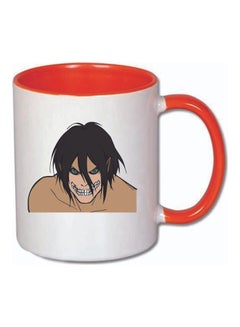 FBGenics Eren Titan Attack On Titan Printed Ceramic Mug White/Orange 325ml  - Image 1