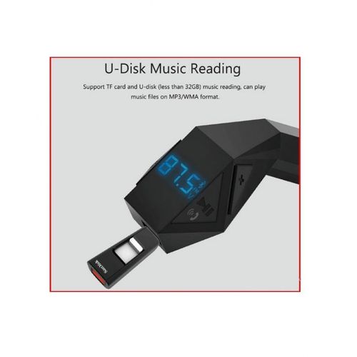 Generic - N8 Portable Bluetooth V4.2 Car Kit MP3 Player - FM Transmitter - TF - USB Charger - Black/Gray - Image 1
