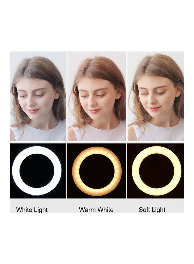 حلقة إضاءة LED للتصوير الفوتوغرافي مع حامل أسود/ أبيض - Image 2