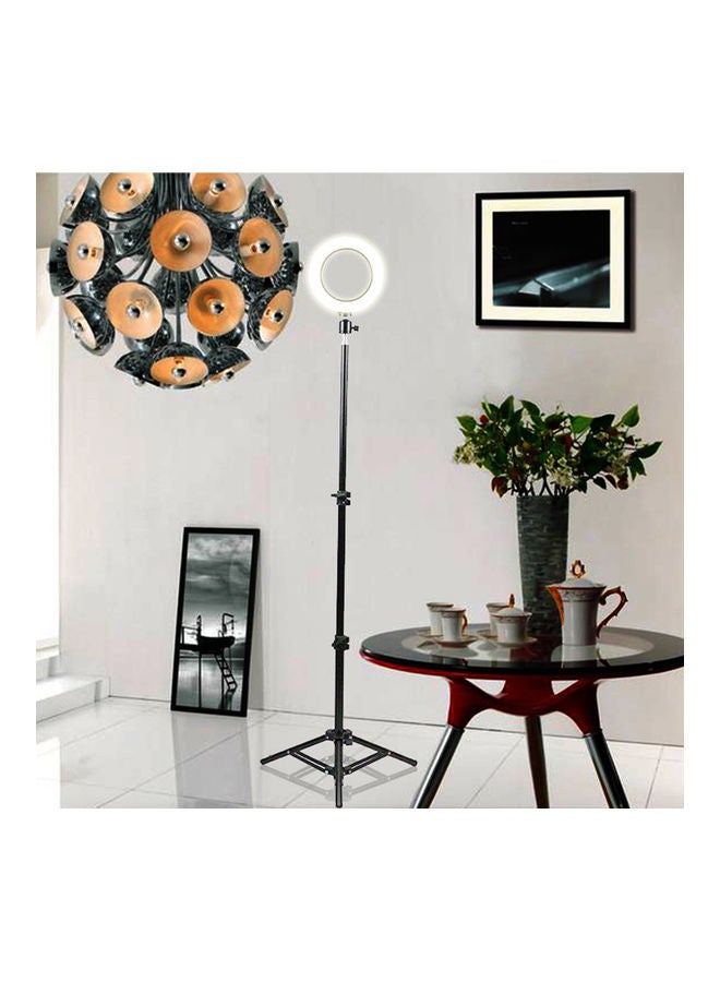 حلقة إضاءة LED للتصوير الفوتوغرافي مع حامل أسود/ أبيض - Image 3