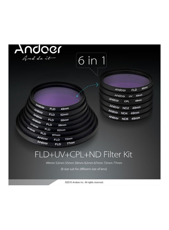 ANDOER 10-Piece Photography Filter Set Black/Clear  - Image 2