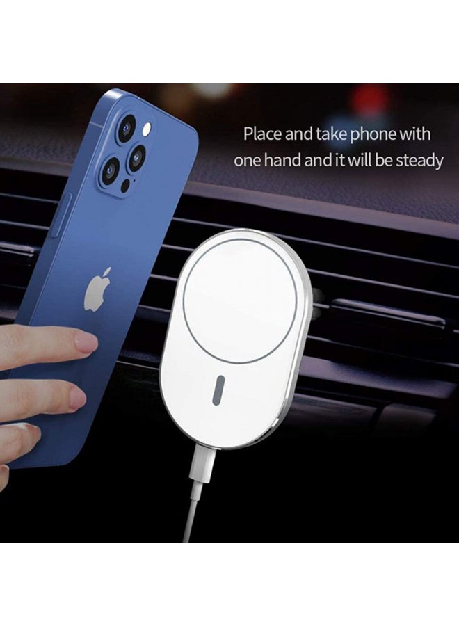 15W Magnetic Wireless Charger Car Mount white  - Image 2