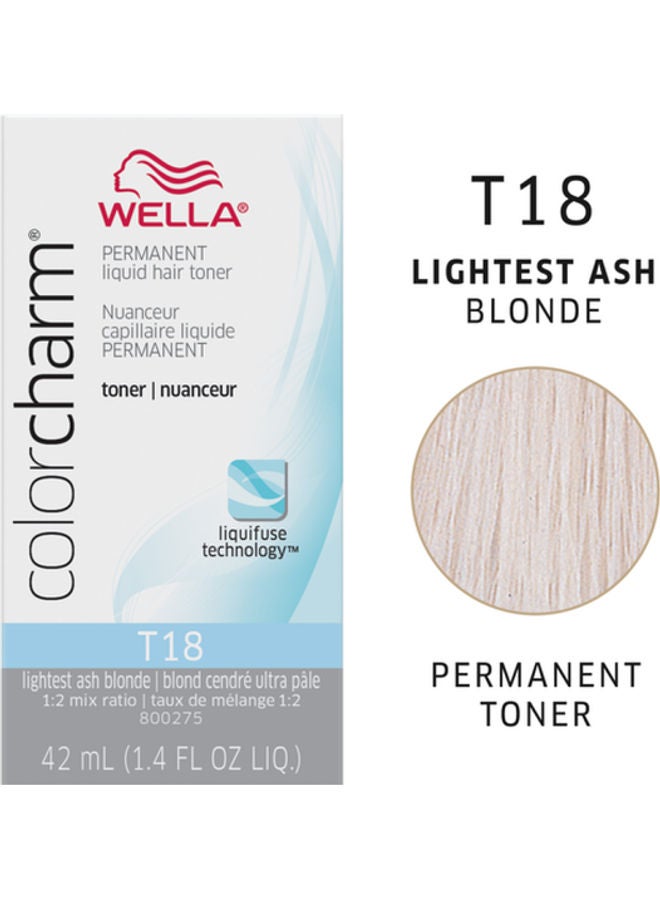 2-Piece Color Charm Permanent Liquid Hair Toner T18 with CC Cream 20 Developer Ash Blonde Toner (42ml) and Developer (107ml)