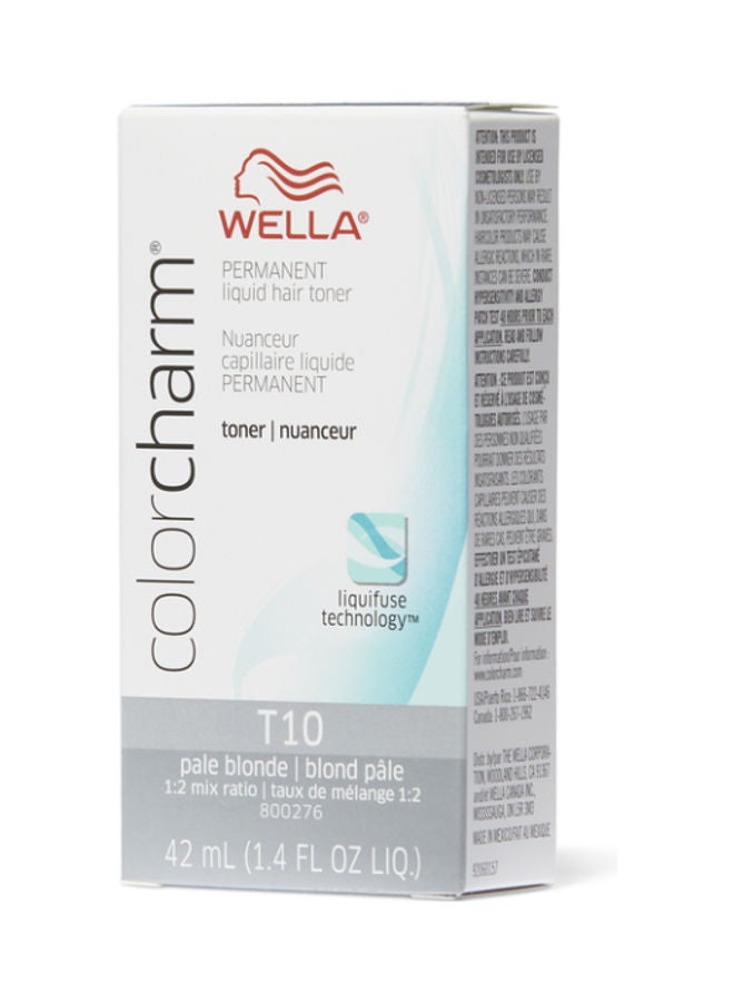 WELLA - 2-Piece Color Charm Permanent Liquid Hair Toner T10 with CC Cream 20 Developer Pale Blonde Toner (42ml) and Developer (107ml) - Image 1